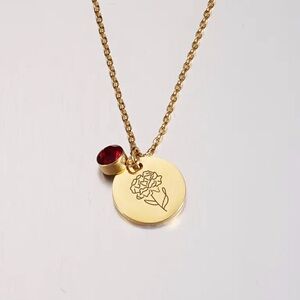 January Antique Gold Tone Birth Flower Charm Necklace NWT